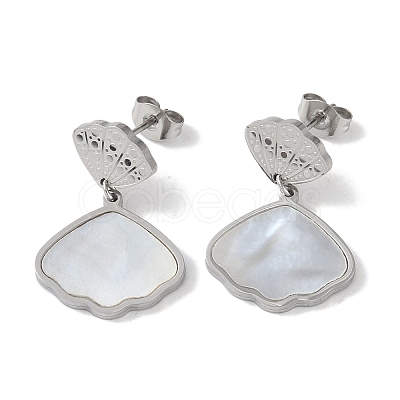 Shell Shape 304 Stainless Steel Shell Stud Earrings EJEW-L283-039P-1