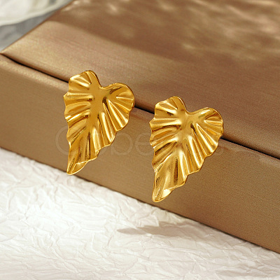 Stylish Stainless Steel Leaf Stud Earrings for Women's Daily Wear BB3998-1