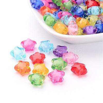 Transparent Mixed Color Acrylic Star Beads X-TACR-S091-12mm-M-1