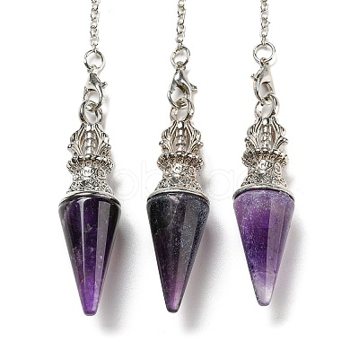 Natural Amethyst Pointed Dowsing Pendulums AJEW-P113-01P-01-1