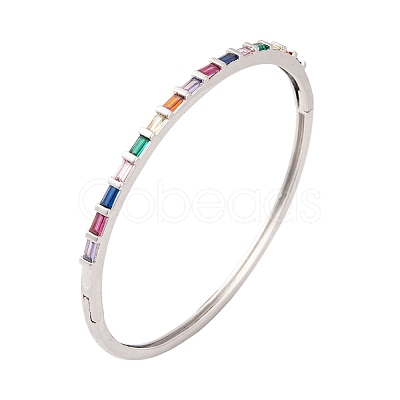 Brass Pave Colorful Glass Hinged Bangles for Women BJEW-S147-21D-P-1