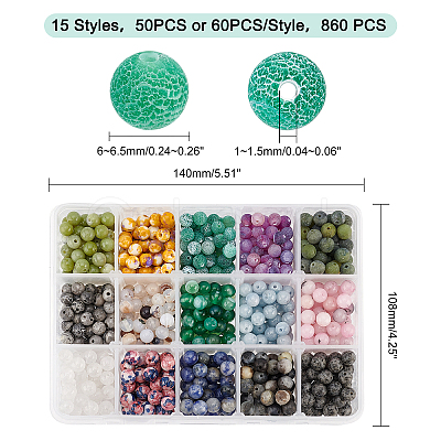 AHADERMAKER 15 Style Natural & Synthetic Mixed Gemstone Beads G-GA0001-59-1