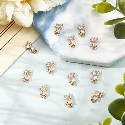 CHGCRAFT 12Pcs Brass Clear Cubic Zirconia Charms KK-CA0003-22-1