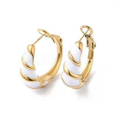 Ion Plating(IP) Enamel Croissant Hoop Earrings EJEW-Q704-07G-1