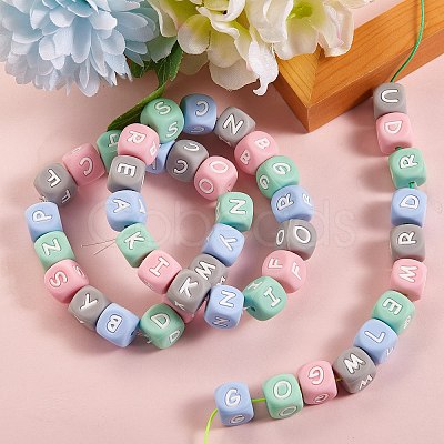 26Pcs 26 Style Silicone Alphabet Beads for Bracelet or Necklace Making SIL-SZ0001-01D-1