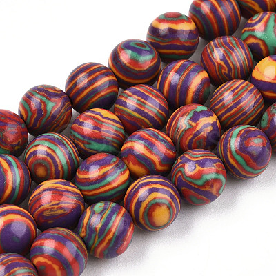 Round Dyed Synthetic Gemstone Beads Strands X-G-R251-02A-1