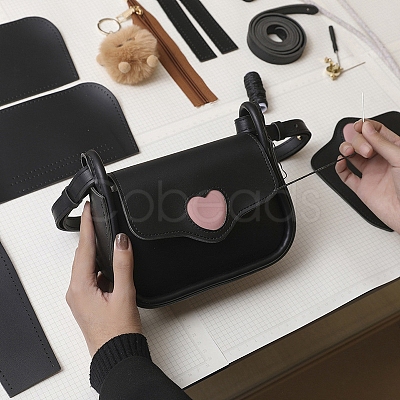 DIY Imitation Leather Heart Crossbody Lady Bag Making Kits PW-WG48380-04-1