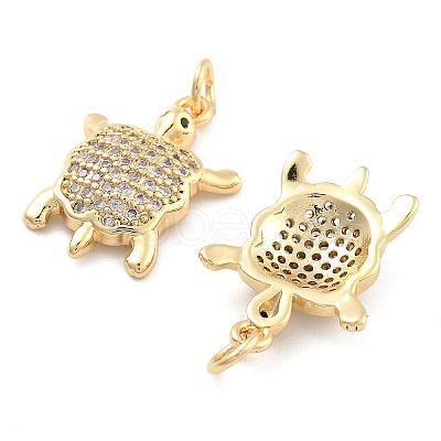 Brass Pave Clear Cubic Zirconia Pendants KK-U009-12E-G-1