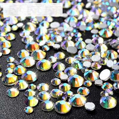 Glass AB Colour Flat Back Rhinestone Nail Art Decoration Accessories MRMJ-P002-12-A-1