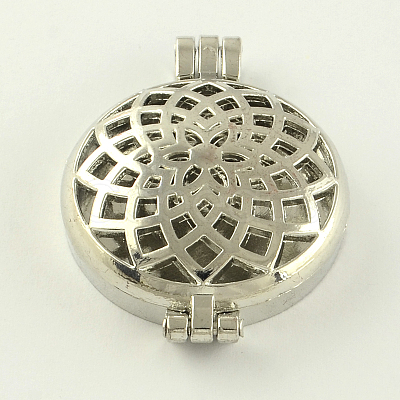 Rack Plating Hollow Brass Diffuser Locket Pendants KK-S653-P-1