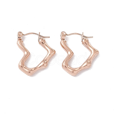 Ion Plating(IP) 304 Stainless Steel Heart Hoop Earrings for Women EJEW-I267-08RG-1