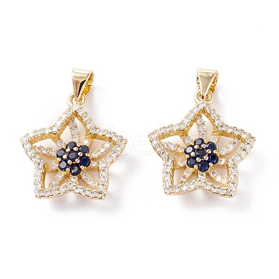 Brass Micro Pave Cubic Zirconia Pendants ZIRC-A019-03G-1