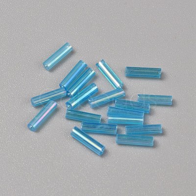 300Pcs Transparent Glass Round Bugle Beads GLAA-WH0015-74E-1