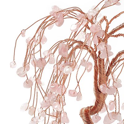 Natural Rose Quartz Tree Display Decoration DJEW-G027-20RG-06-1