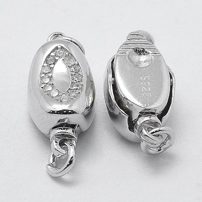 Anti-Tarnish Rhodium Plated 925 Sterling Silver Cubic Zirconia Box Clasps STER-F037-062P-1