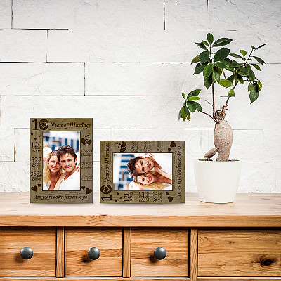 10 Years of Marriage Natural Wood Photo Frames AJEW-WH0292-030-1