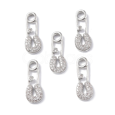 Brass Micro Pave Clear Cubic Zirconia Pendants KK-E068-VF261-1