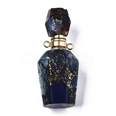 Assembled Synthetic Pyrite and Imperial Jasper Openable Perfume Bottle Pendants G-R481-15B-1