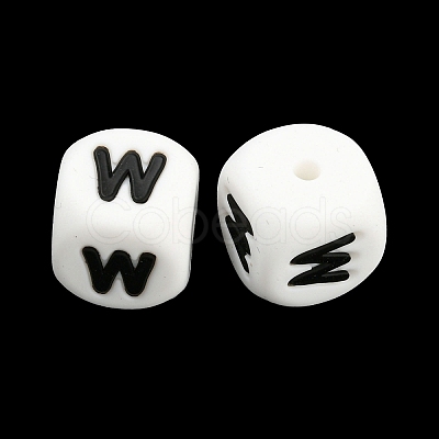 20Pcs White Cube Letter Silicone Beads 12x12x12mm Square Dice Alphabet Beads with 2mm Hole Spacer Loose Letter Beads for Bracelet Necklace Jewelry Making JX432W-1