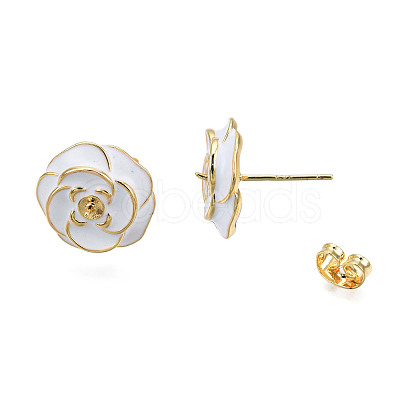 Spray Painted Brass Stud Earring Findings KK-N233-396-1