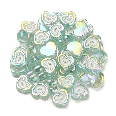 UV Plating Rainbow Iridescent Acrylic Enamel Beads OACR-G012-10D-1