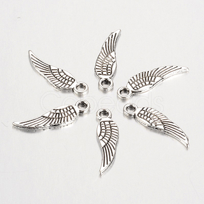 Tibetan Style Alloy Wing Charms TIBEP-3344-AS-RS-1