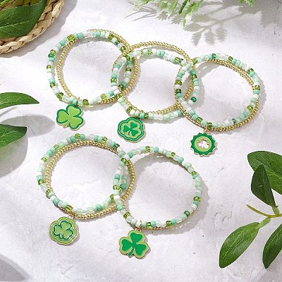 Glass Seed Beaded Multi-strand Bracelets BJEW-MZ00135-1