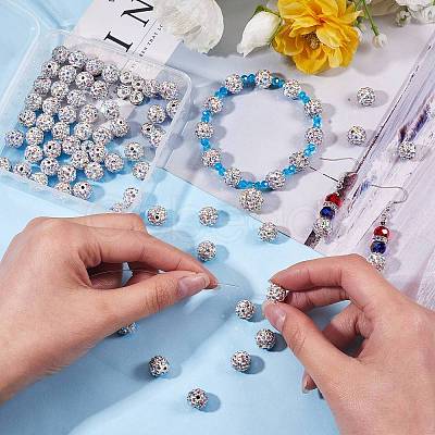 100Pcs Polymer Clay Rhinestone Round Beads RB-SZ0001-04-1