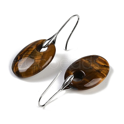 Natural Tiger Eye Dangle Earrings EJEW-C119-04P-07-1