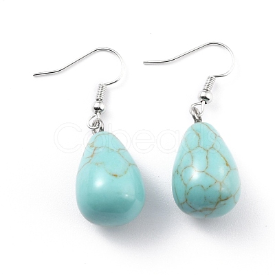 Synthetic Turquoise Dangle Earrings EJEW-P143-C09-1