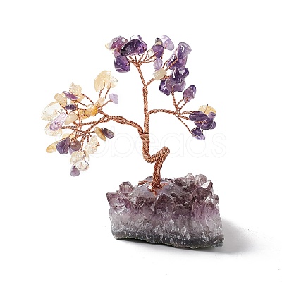 Natural Yellow Quartz & Amethyst Tree Display Decoration DJEW-G027-05RG-04-1