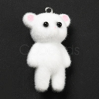 Flocky Opaque Resin Animal Pendants RESI-F047-01A-1