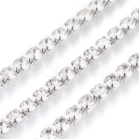 304 Stainless Steel Rhinestone Strass Chains CHS-G011-08P-03-1