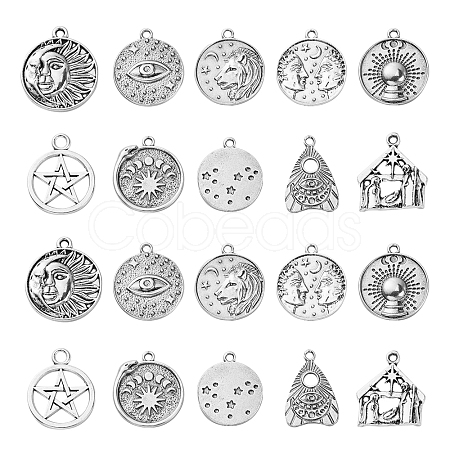 20Pcs 10 Styles Tibetan Style Alloy Pendants TIBEP-CJ0001-82-1