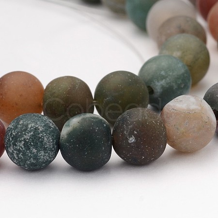 Frosted Round Natural Indian Agate Beads G-J338-02-8mm-1