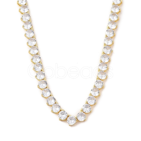 Rack Plating Brass Clear Cubic Zirconia Cup Chain Necklaces NJEW-Q348-02G-1