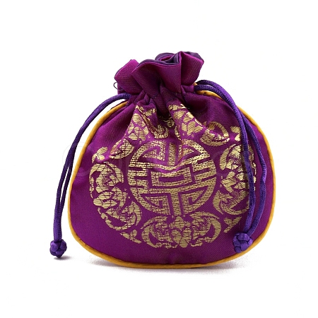 Chinese Style Cloth Pouches Drawstring Bags for Jewelry Storage PW-WG63765-15-1