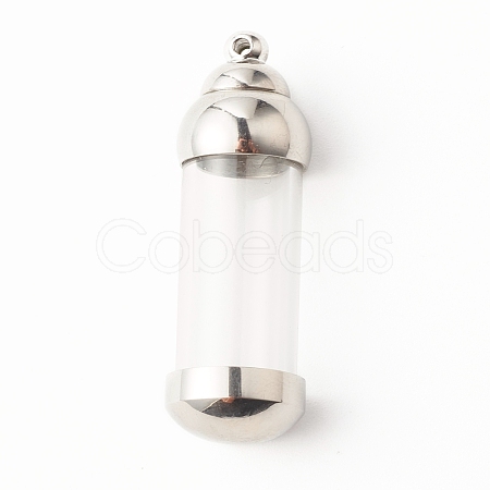 304 Stainless Steel Glass Bottle Pendants STAS-O160-03P-1