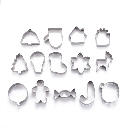 Stainless Steel Christmas Theme Mixed Pattern Cookie Candy Food Cutters Molds DIY-H142-14P-1