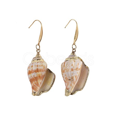 Electroplated Conch Shell Dangle Earrings EJEW-JE02984-03-1