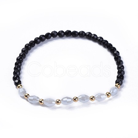 Electroplate Glass Beads Stretch Bracelets BJEW-JB04306-02-1