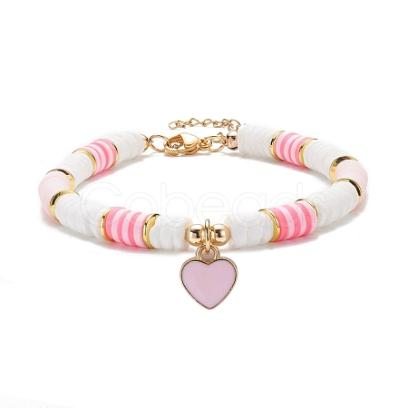 Heart Charm Bracelet BJEW-JB07655-01-1