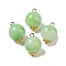 Two Tone Acrylic Pendants,  with Brass Loops, Round, Light Green, 16.5x12mm, Hole: 1.8mm