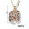 Brass Pave Colorful Cubic Zirconia Letter Pendant Box Chain Necklaces, Golden, Letter N, 15.75 inch(40cm)