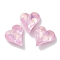 Glass Rhinestone Cabochons, Point Back & Back Plated, Faceted, Heart, Light Rose, 13x12x5mm