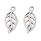 Non-Tarnish 316 Stainless Steel Charms, Laser Cut, Stainless Steel Color, Leaf, 15x7x1mm, Hole: 1.5mm