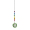 Glass Colorful Beads & Flower Hanging Ornaments, Window Rainbow Maker Hanging Suncatcher for Home Garden Porch Decoration, Green, 430mm