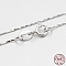 Anti-Tarnish Rhodium Plated 925 Sterling Silver Coreana Chain Necklaces, with Spring Ring Clasps, Thin Chain, Platinum, 16 inch, 0.5mm