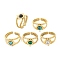 Ion Plating(IP) Sun 304 Stainless Steel Open Cuff Rings, Synthetic Turquoise & Malachite Rings for Women, Real 18K Gold Plated, Adjustable