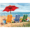 DIY Beach Theme Diamond Painting Kits, including Canvas, Resin Rhinestones, Diamond Sticky Pen, Tray Plate and Glue Clay, Rectangle with Sandbeach Pattern, Colorful, 300x400mm